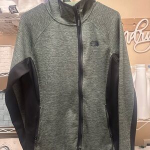The North Face Sage Green Fleece Jacket with Black Trim